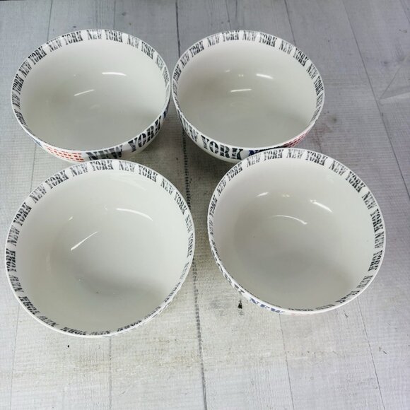Nellie Set of 4 Soup Cereal Bowls Creative Tops NEW YORK  Iconic Skyline Porcelain White Soup Cereal Bowls Set 4